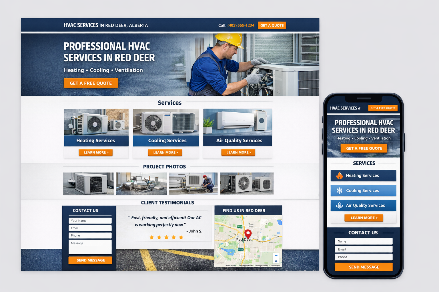 HVAC website business Red Deer